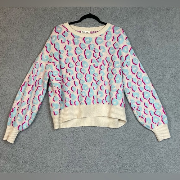 Peach Love cheetah print sweater Womens Size Medium - Picture 8 of 8